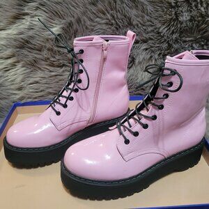 Steve Madden Pink Patent Platform Boots (Size 41)